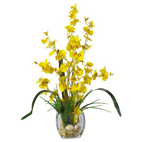 Nearly Natural Dancing Lady Orchid Liquid Illusion Silk Flower Arrangement Yellow - image 1 of 3