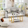 Hooseng Living Room Table Set of 3, Faux Marble Coffee Table & Side Table & Console Table with Storage Shelves & Metal Frame for Living Room, Office - 3 of 4