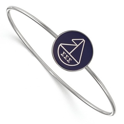 Black Bow Jewelry Sterling Silver Sigma Sigma Sigma Greek Life Bangle Bracelet 7 Inch