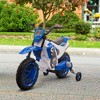 Aosom 12V Kids Motorcycle Dirt Bike Electric Battery-Powered Ride-On Toy Off-road Street Bike with Charging Battery, Training Wheels Blue - 2 of 4