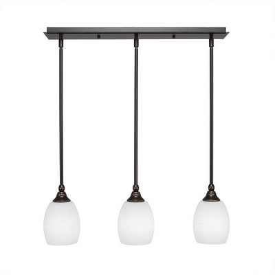 Toltec Lighting Any 3 - Light Chandelier in  Dark Granite with 5" White Linen  Shade