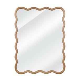 SEVOBAL Decorative Wall Mirrors Natural Wood 30"x40" Wavy Rectangle Solid Wood Frame Decorative Mirror, Brown, 30"*1.18"*40" - 1 of 4