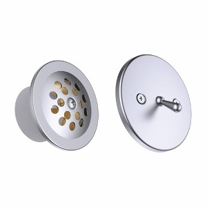 Fine Fixtures Bathtub Shower Drain - 20 Gauge Brass Tubing, Trip Lever Overflow Assembly Tub Drain Kit - 1 of 2