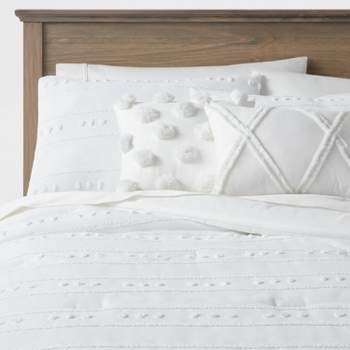 Clipped Stripe Poms Comforter Bedding Set - Threshold™