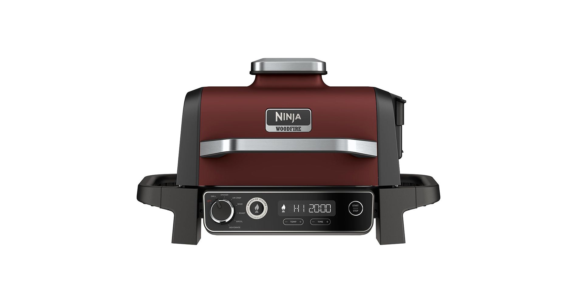 Ninja Woodfire Outdoor Grill & Smoker 7-in-1 Electric BBQ with Real Woodfire Flavor, Red