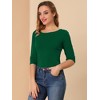 INSPIRE CHIC Women's Classic Solid Elbow Sleeves Round Neck Slim Fit T-Shirts - 4 of 4