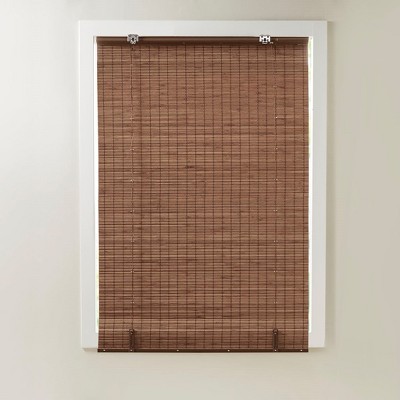 Vynxaria 31"Wx64"L Bamboo Light Filtering Roman Shade,Teak(Only 1 PC)