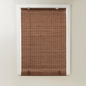 Vynxaria 31"Wx64"L Bamboo Light Filtering Roman Shade,Teak(Only 1 PC) - 1 of 4