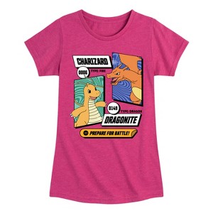 Girls' - Pokémon - Dragonite Charizard Prepare For Battle Fitted Short Sleeve Graphic T-Shirt - 1 of 4