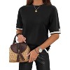 Zeagoo Womens Summer Tops Short Sleeve Knit Tshirt Round Neck Casaul Stripe Top Basic Tunic - 3 of 4