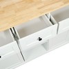 Kumasinova 53" Kitchen Cart with Rubberwood Drop Leaf,Kitchen Island with Internal Shelves&3 Drawers,5-Wheel Rolling Kitchen Island for Kitchen,Dining - 3 of 4