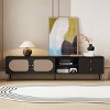 MAYEERTY TV Stand for TVs up to 80 inches, Mid Century Modern Entertainment Center with Rattan Doors, 2 Drawers, Open Shelf, TV Stand fpr Livving Room - 3 of 4