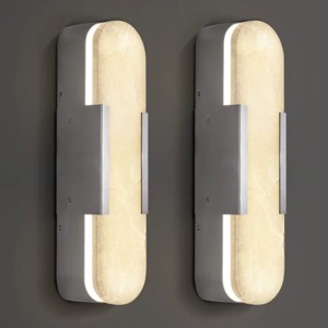 Dimmable LED Polished Wall Sconce With Alabaster Shade (Set Of 2) - 1 of 4