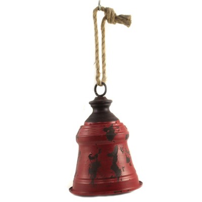 Home Decor 9.5" 9.50 Inch Red Metal Bell Tin Decorate Christmas Holiday  -  Decorative Figurines