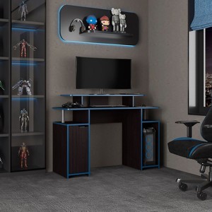 NicBex Gaming Desk with CPU Tower&Elevated Monitor Shelf,Computer Desk Table for Home Use,Modern Study Writing Desk,Home Workstation,Black - 1 of 4