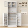 LunaLulinlk 66.5" Dining Room Food Storage Cabinet with Microwave Shelf - 2 of 4