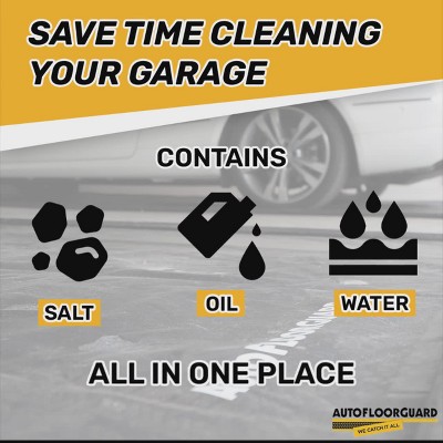 Black PVC Garage Containment Mat with Squeegee, 7.9' x 16'