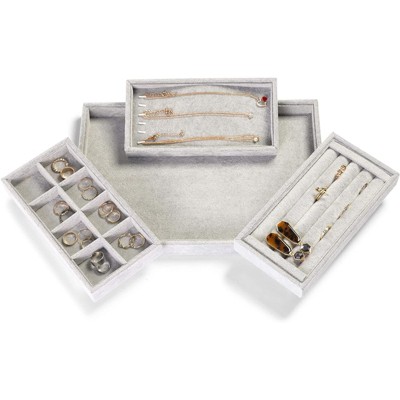 Drawer Organizer 4 in 1 Stackable Jewelry Organizer Tray (13.75 x 9.5 x 1.25 in)