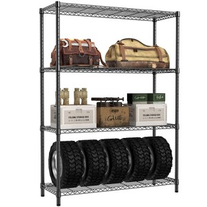 ORRD 4-Tier Heavy Duty Metal Garage Shelving, Adjustable Storage Rack, 1400LBS Capacity (Black) - 1 of 4