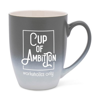 Elanze Designs Cup Of Ambition Workaholic Only Two Toned Ombre Matte Gray and White 12 ounce Ceramic Stoneware Coffee Cup Mug