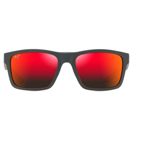 Maui Jim The Flats Rectangular Sunglasses - Red lenses with Grey frame