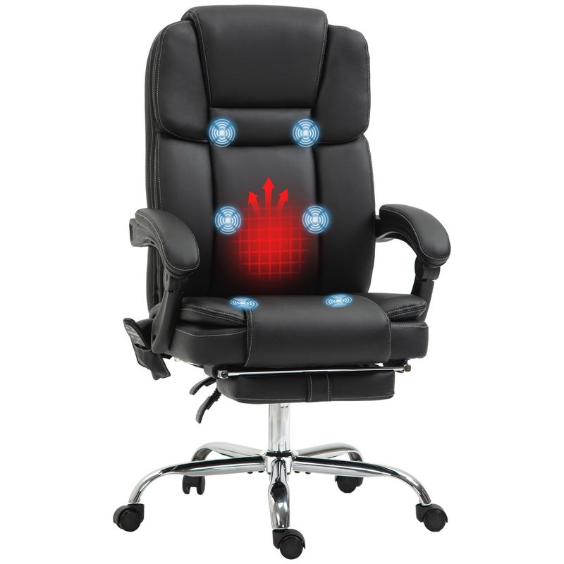 Vinsetto Massage Office Chair with Heat, Adjustable Height and Footrest, PU Leather Comfy Computer Desk Chair, 4 of 7
