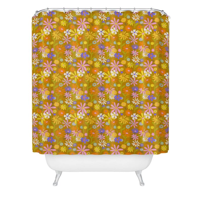 Alja Horvat Flower Power Vintage Heavy Shower Curtain - Deny Designs: Multicolored, Floral Pattern, 100% Woven Polyester, Machine Washable, 1 of 5