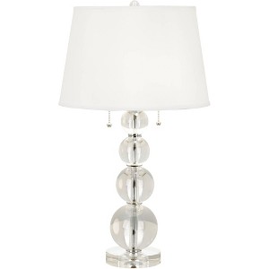 Vienna Full Spectrum Modern Table Lamp 26 1/2" High with USB Dimmer Stacked Crystal Spheres White Drum Shade for Bedroom Living Room Desk Bedside - 1 of 4