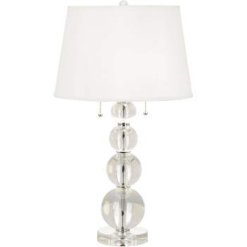 Vienna Full Spectrum Modern Table Lamp 26 1/2" High with USB Dimmer Stacked Crystal Spheres White Drum Shade for Bedroom Living Room Desk Bedside