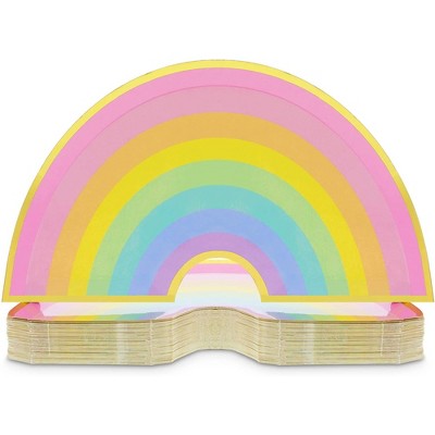 Blue Panda 48 Pack Rainbow Disposable Paper Plates for Kids Birthday Party 10 x 5.5 Inches