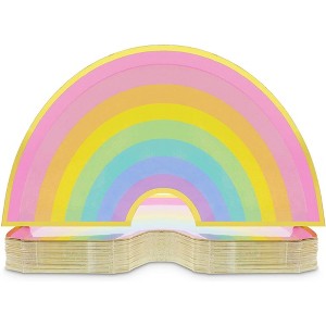 Blue Panda 48 Pack Rainbow Disposable Paper Plates for Kids Birthday Party 10 x 5.5 Inches - 1 of 4