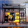 GDFStudio Susan Full Size Metal Loft Bed with Built-in Work Station, Open Wardrobe, LED and Charging Port - 2 of 4