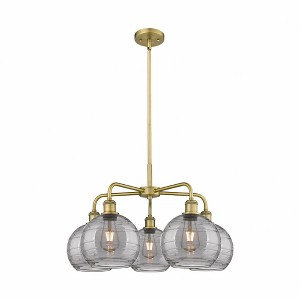 Athens Deco Swirl - 5 Light Stem Hung Chandelier In Industrial Style-15.38 Inches Tall and 26 Inches Wide - 1 of 1
