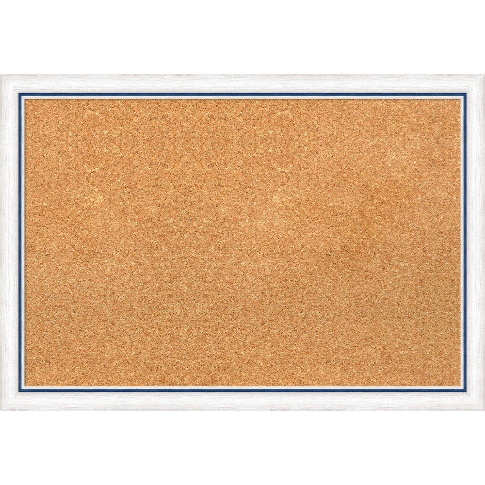 Photos - Dry Erase Board / Flipchart 26"x18" Morgan Wood Frame Natural Cork Board White/Blue - Amanti Art: Wall