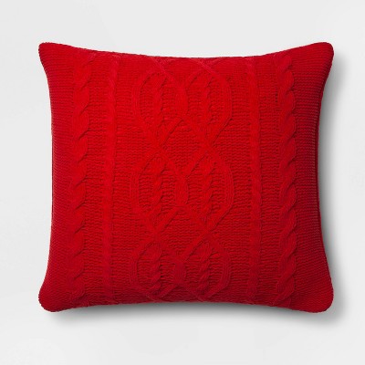 Cable Knit Chenille Oversize Square Pillow Red - Threshold&#8482;