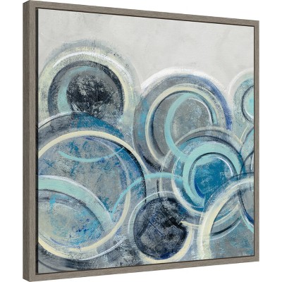 Blue and Gray Abstract Circles Canvas Wall Art