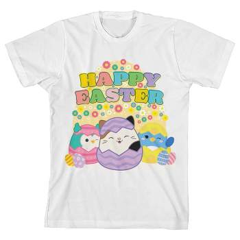 Squishmallows "Happy Easter!" Youth White Crew Neck Short Sleeve Tee
