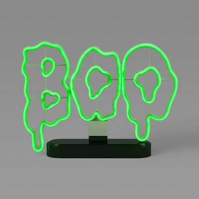 9.25" Lit Neon Slimey Boo Halloween Decorative Prop Neon Green - Hyde and EEK! Boutique™