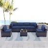 ALAULM Patio Furniture 7 Pieces Outdoor Sectional PE Rattan Sofa Set Brown Manual Wicker Patio Conversation Set - 2 of 4