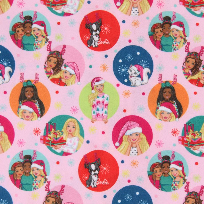 Barbie Girls' Christmas Characters FALALALA Santa Snowflake Sleep Pajama Set Pink, 5 of 7