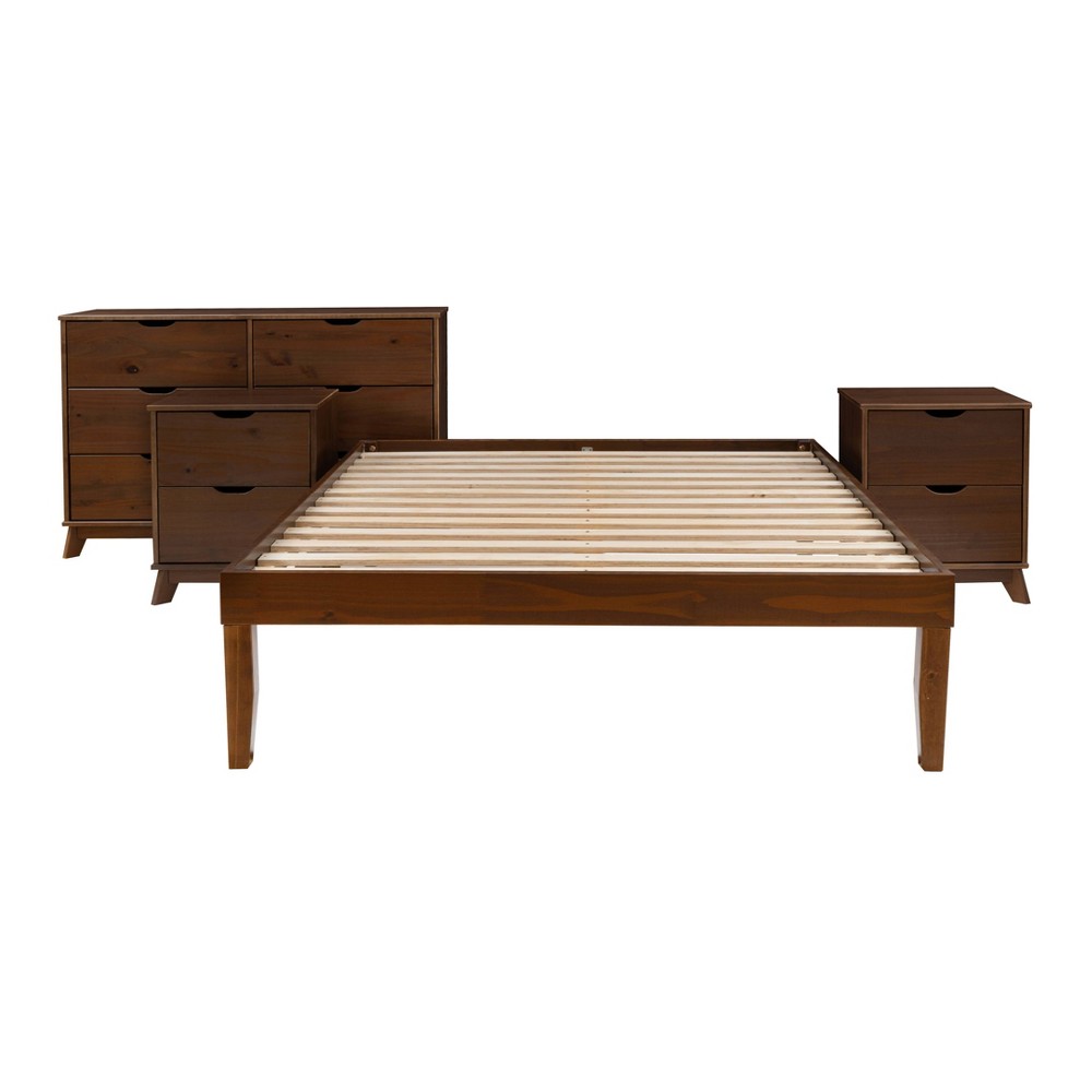 Powell Pensy Full Platform Bed Dresser and 2 Nightstands Walnut