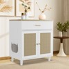 Coucheta Hidden Cat Litter Box Furniture with Storage Drawer, Wood Enclosure Cabinet with 2 Sisal Doors - Dog & Cat Proof for Living Room, White - 3 of 4