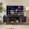 TIRAMISUBEST 59.9" Modern TV Stand - Dark Blue Geometric Design, Aluminum Frame & Tempered Glass, 4-Drawer Storage - 4 of 4