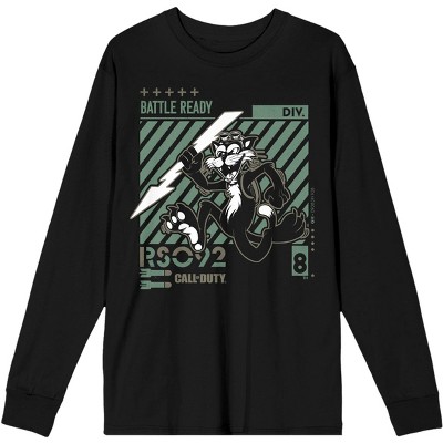 Call Of Duty: Vanguard Battle Cat And Lightning Bolt Men's Black Long ...