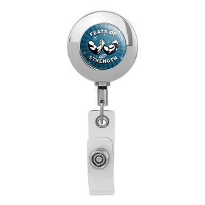 Seinfeld Feats Of Strength Metal Chrome Badge ID Card Holder Clip - 1 of 3