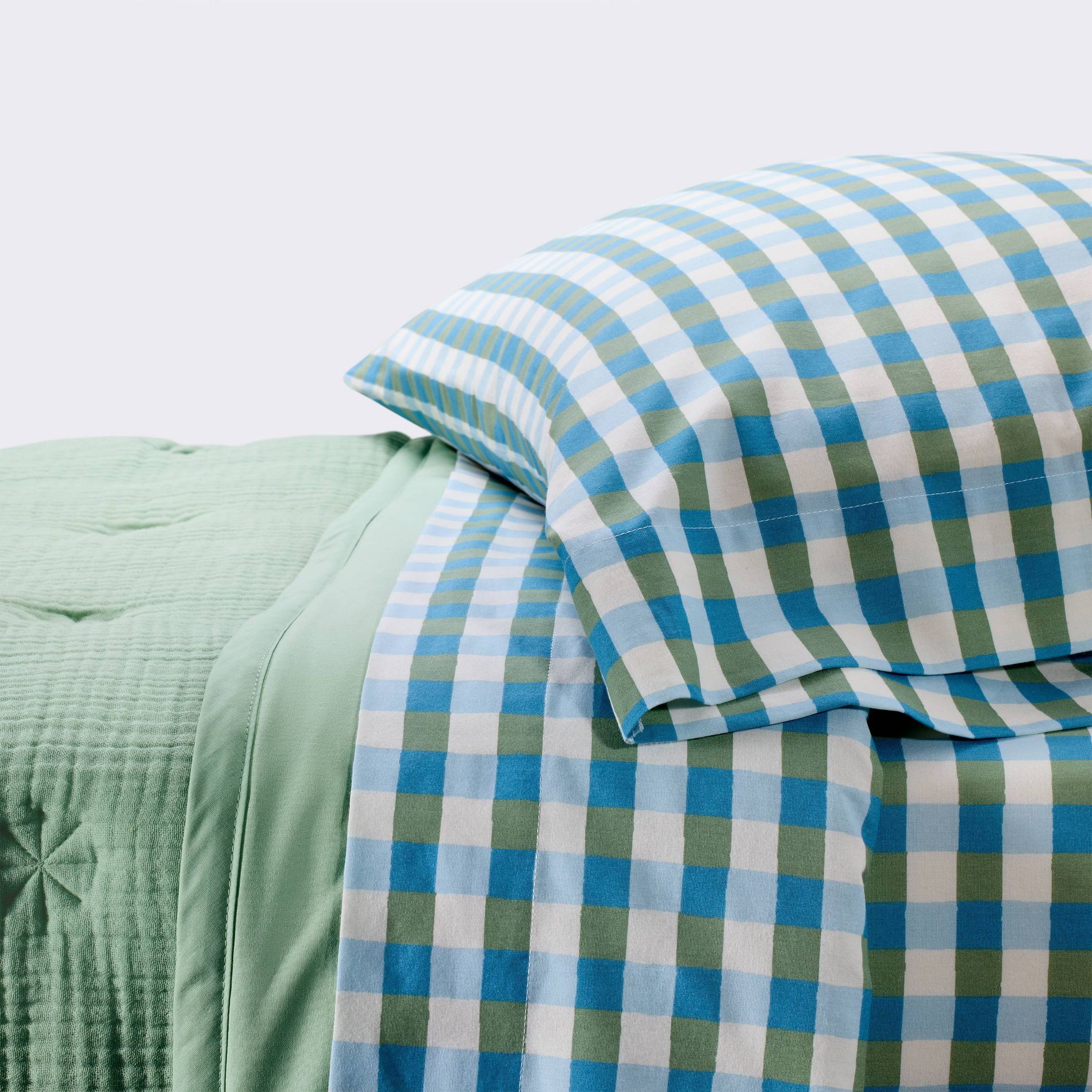 4pc Toddler Bedding Set - Green Plaid - Cloud Island™: Lightweight Cotton, Standard Crib/Toddler, Check Pattern, Woven Fabric