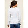 Pinkblush Off White Ribbed Knit Button Long Sleeve Maternity Top - 4 of 4