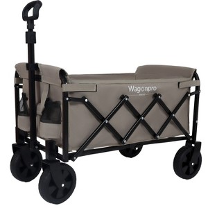 Expandable Dual-Layer Utility Wagon with 100% Extra Space - Grocery Cart for Camping, Shopping, Sports, Gardening, Fishing, Supports 225lbs, Beige - 1 of 4