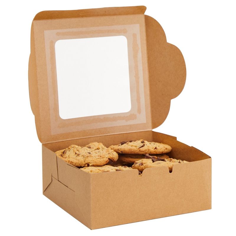 Juvale 50 Pack Kraft Pastry Boxes with Window, Cupcake Box for Bakery, Cookies, 6 x 2.5 Inches, 5 of 10