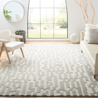 Gray 6' x 9' Hand-Tufted Wool Geometric Area Rug